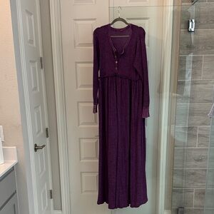 Free People Deep Purple Long Sleeve Dress